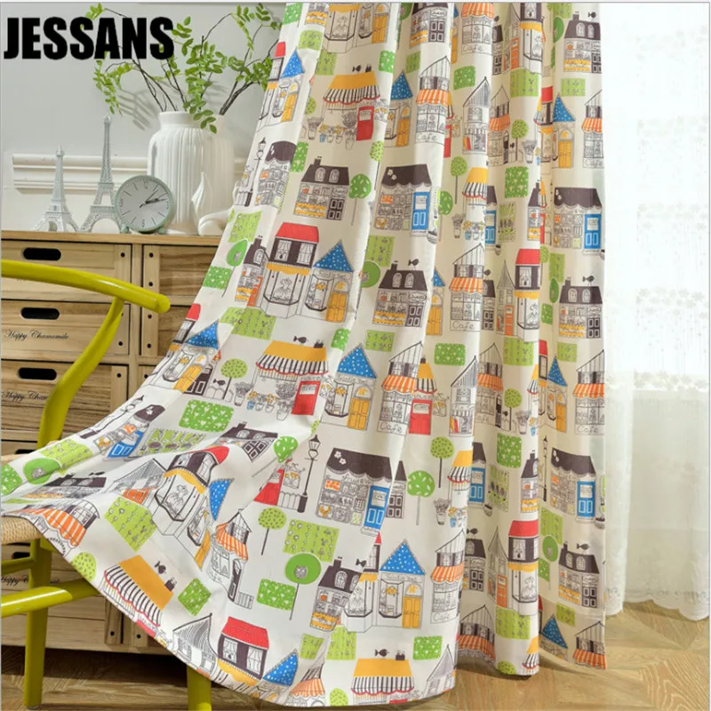 Волшебный дом с современным принтом Простые милые занавески для детской комнаты