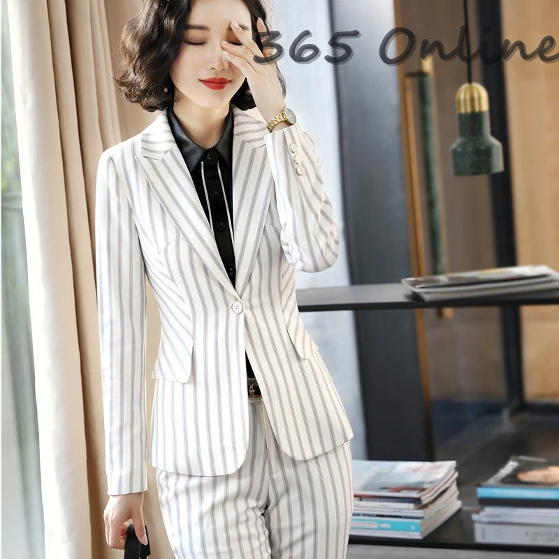 Модный полосатый длинный рукав OL стили женские деловые блейзеры куртки пальто