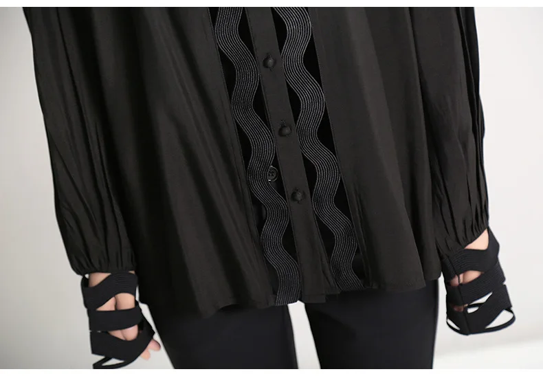 Max LuLu/модные корейские женские топы в стиле панк, хлопковые блузки, осенние женские сексуальные рубашки с дырками, Безразмерные с высоким воротом, свободная одежда