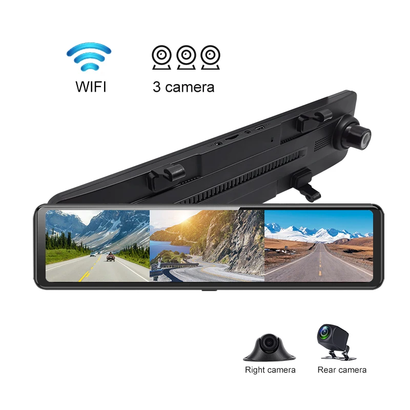 

Зеркало-видеорегистратор 4K, Автомобильная камера заднего вида с GPS, голосовым управлением, 24 часовым мониторингом парковки