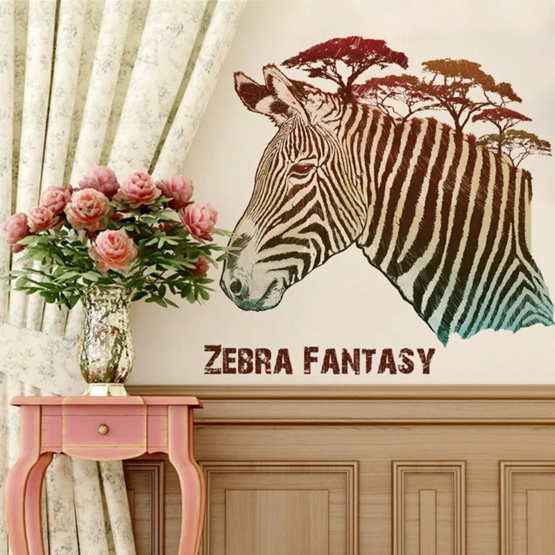 Креативная фантазия Голова зебры настенная наклейка украшение для дома гостиной
