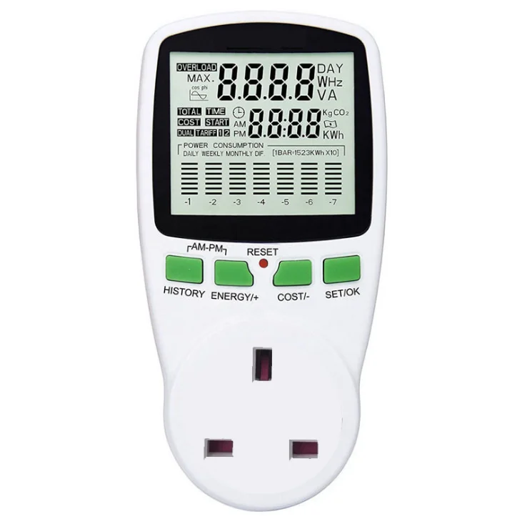 UK Plug In EU US UK Meter electricity monitoring electricity voltage power metering socket type mete watt meter power analyzer kwh - Цвет: UK Plug In