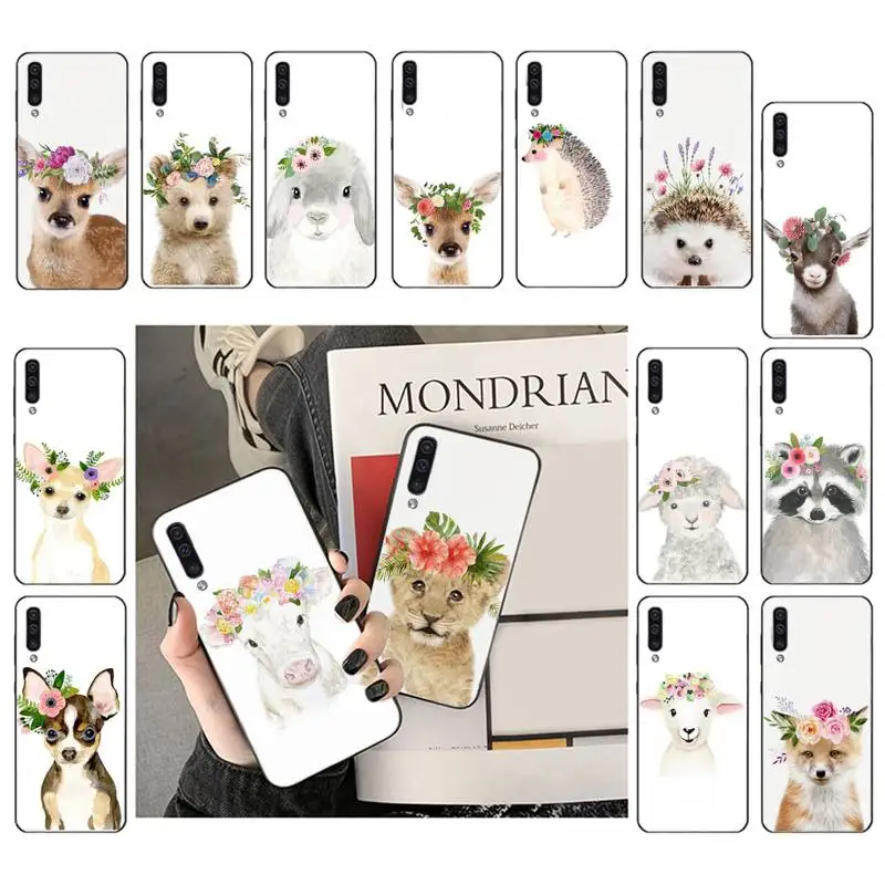 

Baby Animal Sheep Fox Hedgehog Flower Phone Case For Samsung Galaxy A51 A71 A52 A12 A50 A32 A21S A70 A31 A21 A11 A12 M31 A02