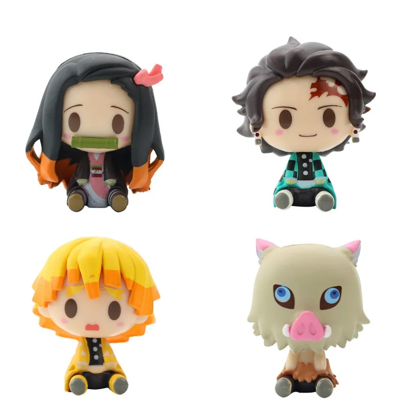 

4pcs/lot HOT Demon Slayer Action Figures Plastic PVC Q Cartoon Toy Dolls Birthday Gift Toys Boy Girls Children Anime Figure Set