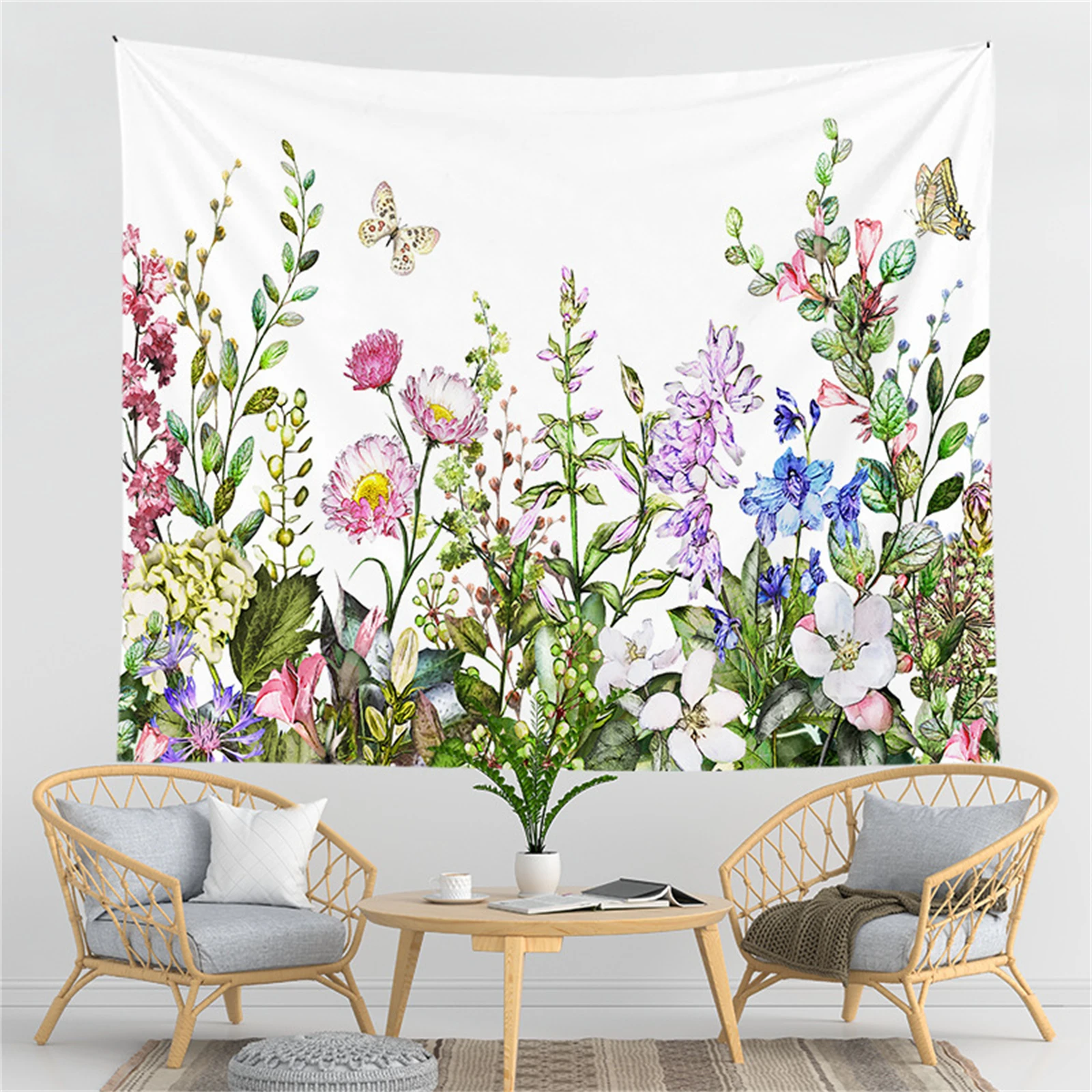 

Wildflower Tapestry Wall Hanging INS Home Decor Botanical Flower Reference Chart Hippie Bohemian Tapestries Colorful Psychedelic
