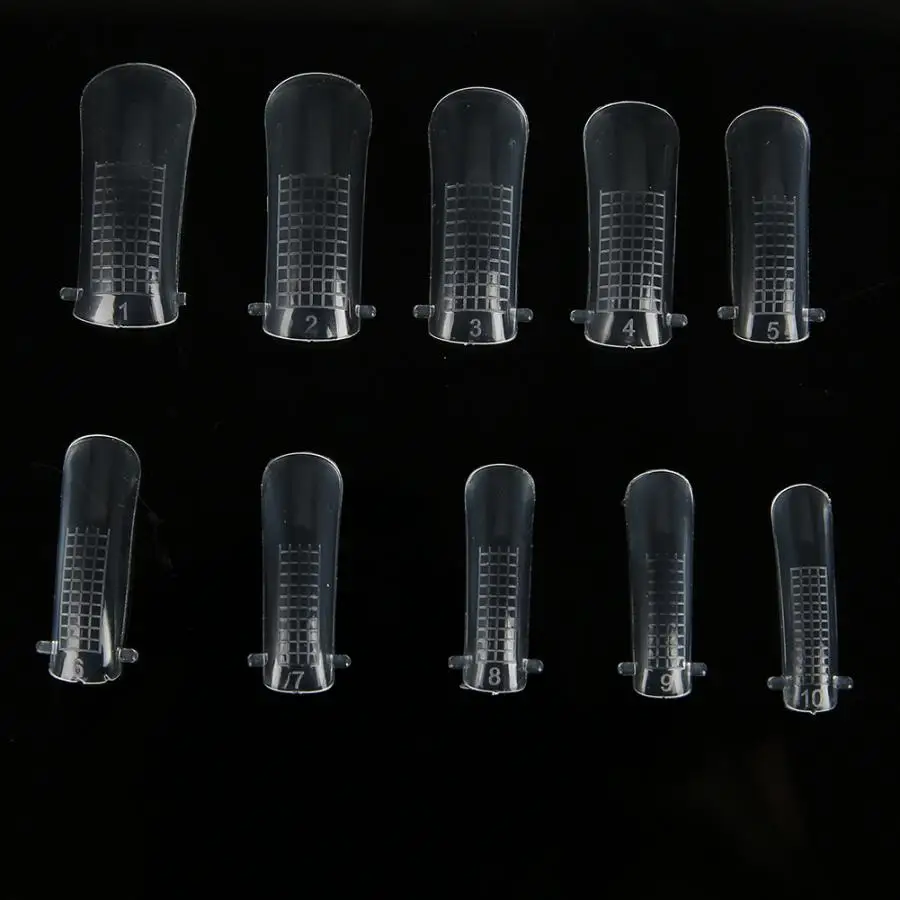 100 Pcs Quick Building Mold Tips Nail Dual Forms Finger Extension Nail Art Poly Gel Tool DIY Nail Art Manicure Tools False Nail