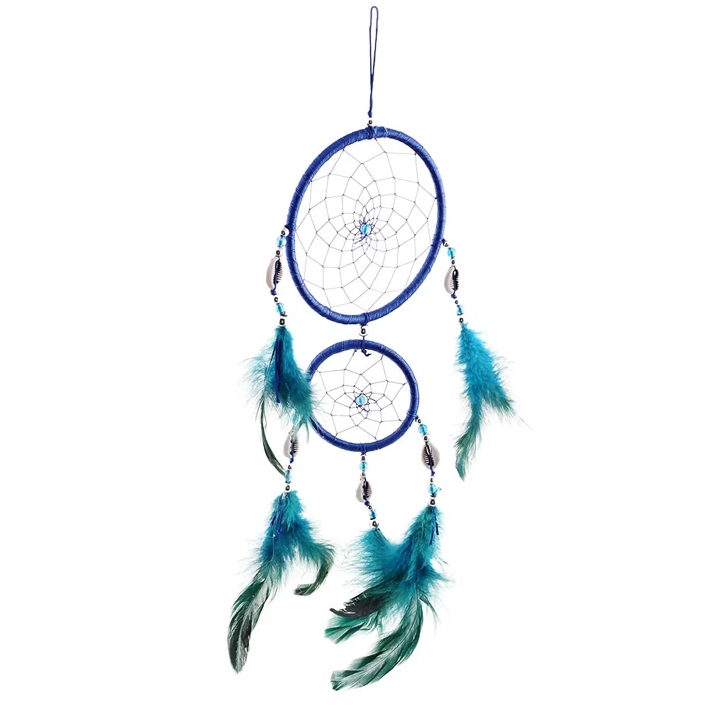 Синий Ловец снов с перьями настенный Декор Украшение Подарочная оболочка|Ловцы и