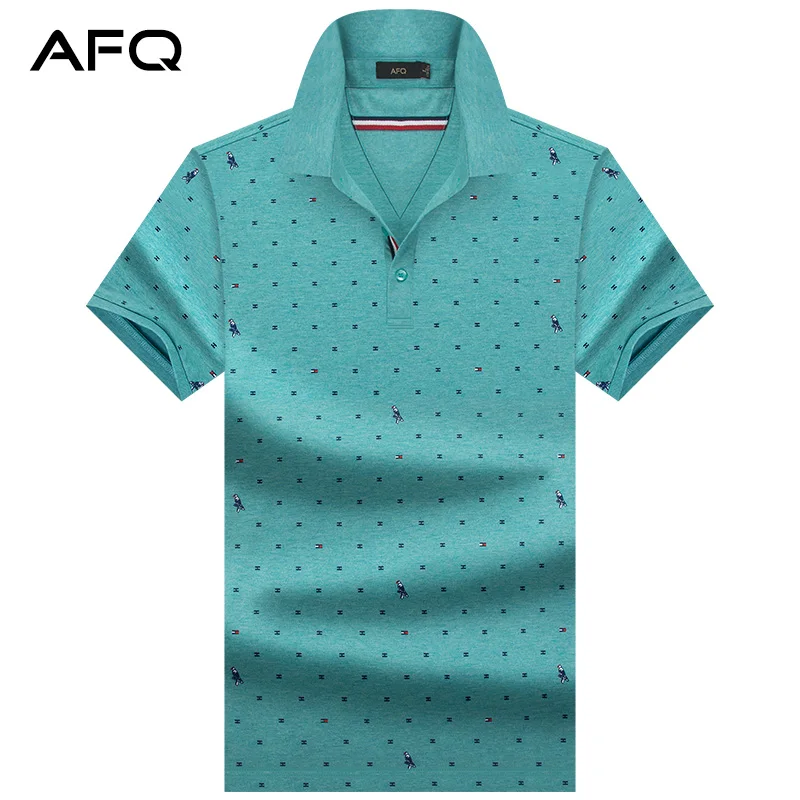 

2021 Summer Beaded Cotton Lapel Short-sleeved Men's T-shirt Casual Large Size Collared Tops Half-sleeve Body Polo Shirt