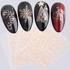 1 шт. 3D розовое золото Рождественский дизайн наклейки для ногтей кружева Рождественская елка Снежная надпись художественные наклейки слайдеры декор для маникюра JISTZG050-1