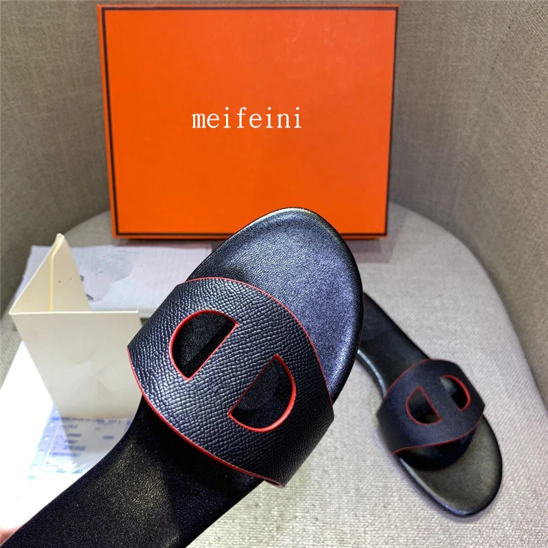 Женские шлепанцы на плоской подошве Уличная обувь в виде свиного носа лето 2019 |