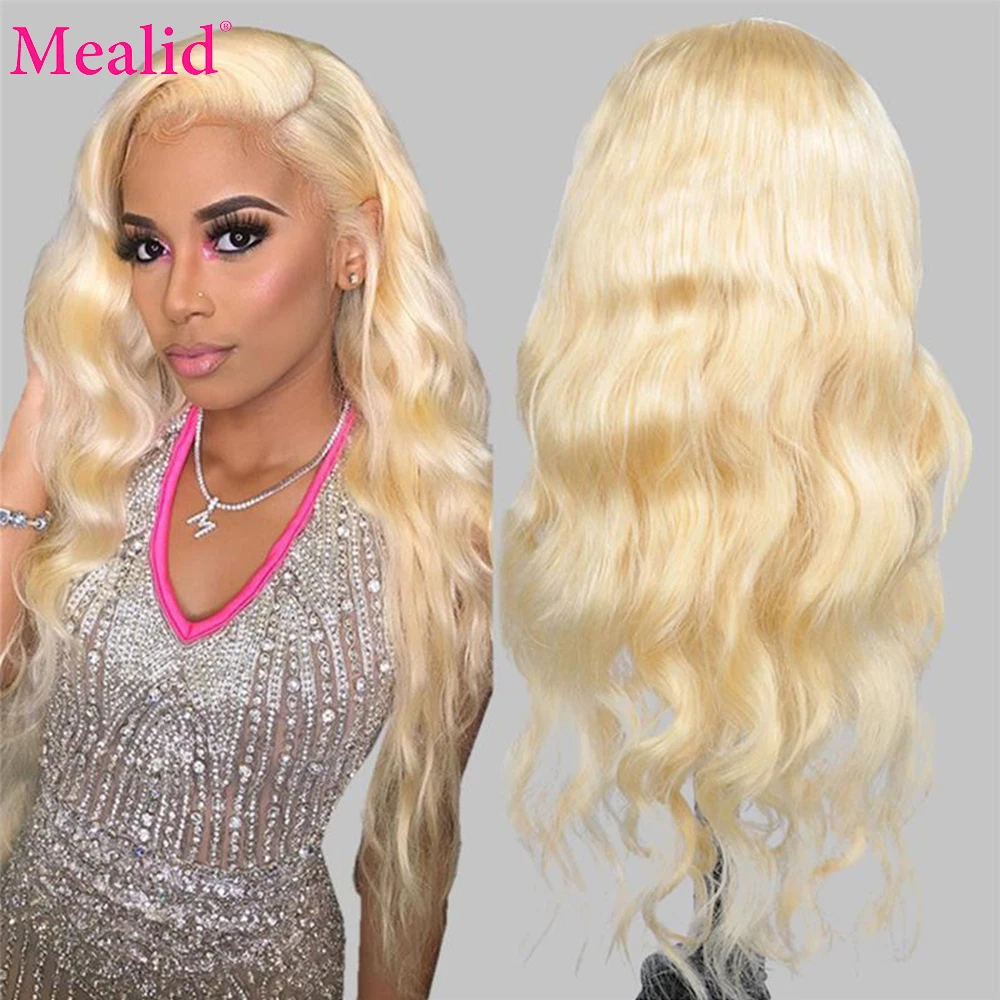 

Парик 613 блонд из человеческих волос на шнуровке спереди, без клея, 180%, 13x4, бразильские волнистые волосы на шнуровке спереди, парики Preplucked с д...