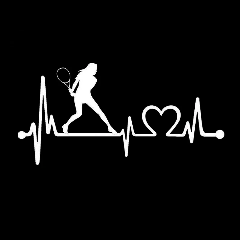 

Car Sticker Motorcycle Sticker Lady Tennis Racket Heartbeat PVC Waterproof Sun Protection Decorative Sticker 16.7cm * 8cm