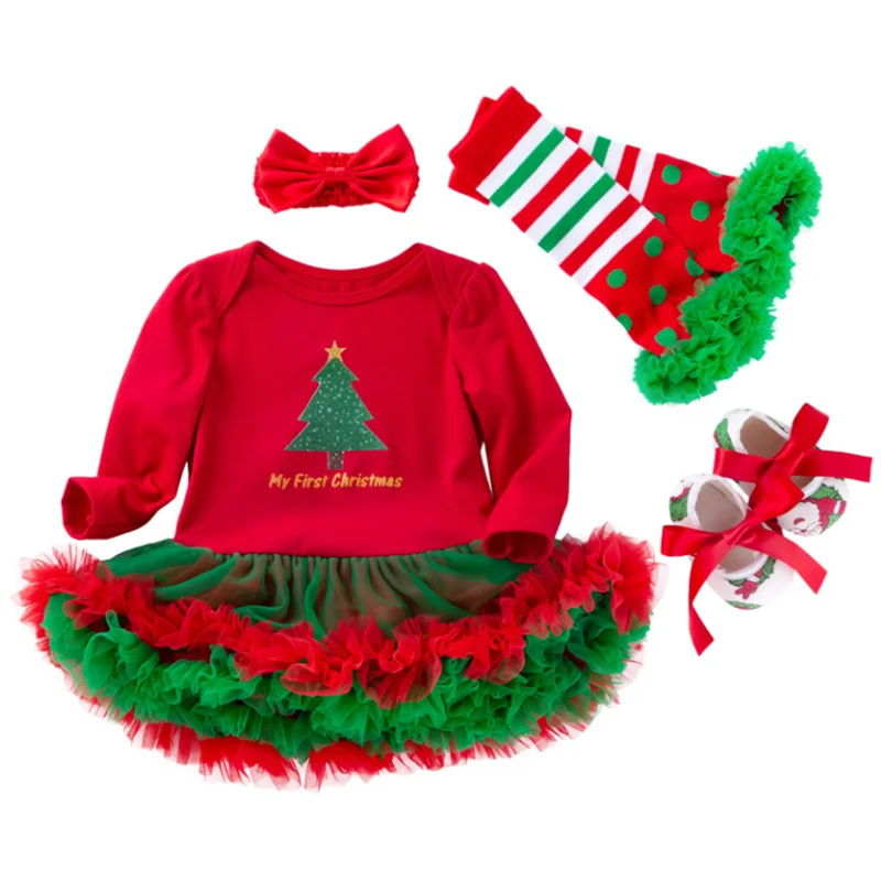 

Детское платье для девочки, милое кружевное платье принцессы с принтом рождественской елки, новинка весны-осени, детская одежда, костюмы дл...