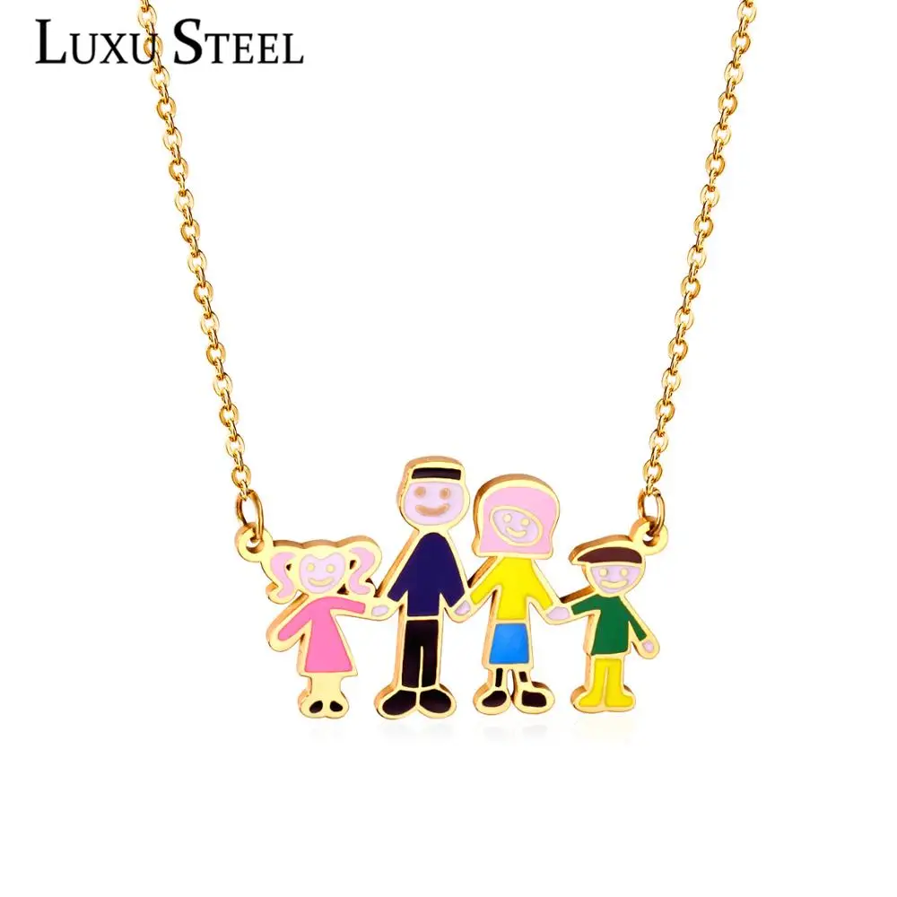 LUXUSTEEL ожерелье для маленькой девочки Рождество нержавеющая сталь отец мамы сына