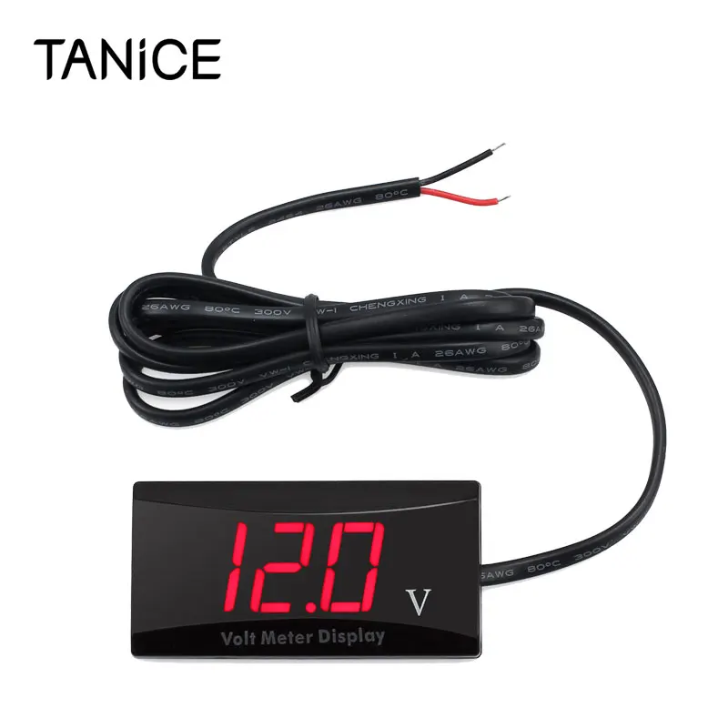 

TANiCE светодиодный цифровой вольтметр Панель Напряжение Вольтметр DC 8-16 В водонепроницаемый 12 В Вольтметр Измерение напряжения инструмент дл...