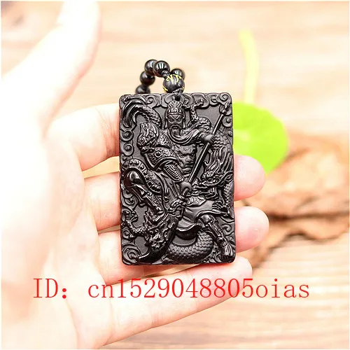 Натуральный Черный Дракон из обсидиана воин Кулон Бусы Ожерелье модное