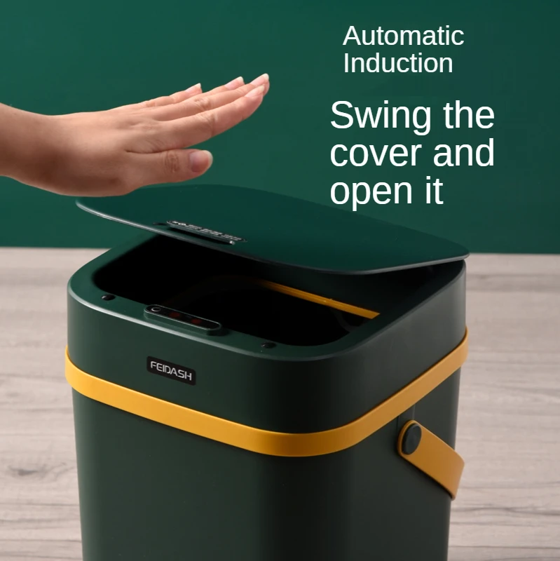

13L Smart Trash Can with Handle, Automatic Induction Electric Trash Can, Kitchen and Bathroom Intelligent Induction Trash Can