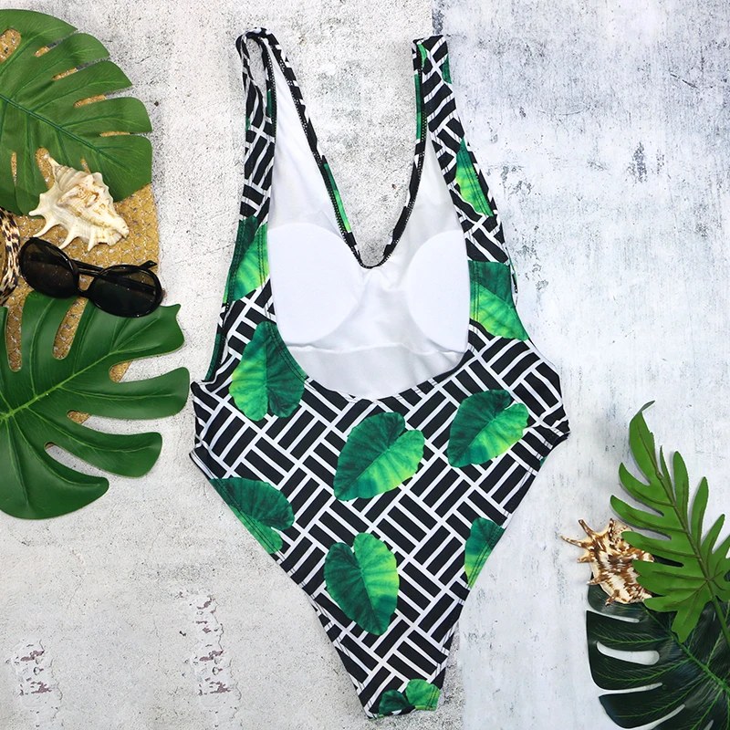 2020 Для Девочек Цельный купальник женский с леопардовым принтом Глубокий v