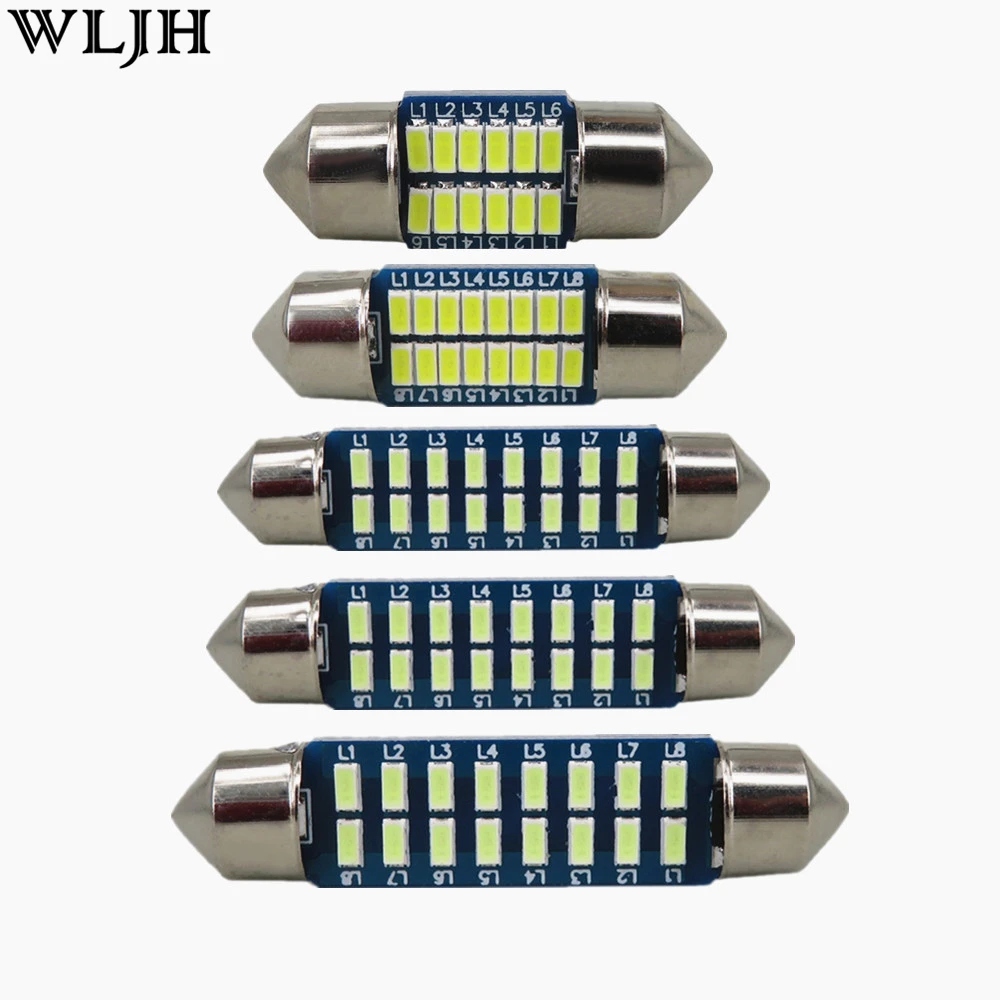 WLJH 4x салона светильник 28 мм 31 36 мм/39 мм/41 светодиодный лампы SV8.5 C10W C5W гирлянда
