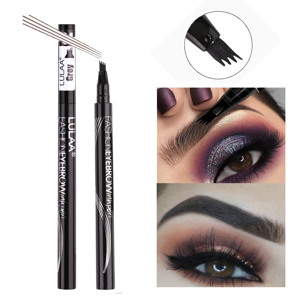НОВЫЙ жидкий карандаш для бровей с 4 головками и вилкой татуажа Водостойкий