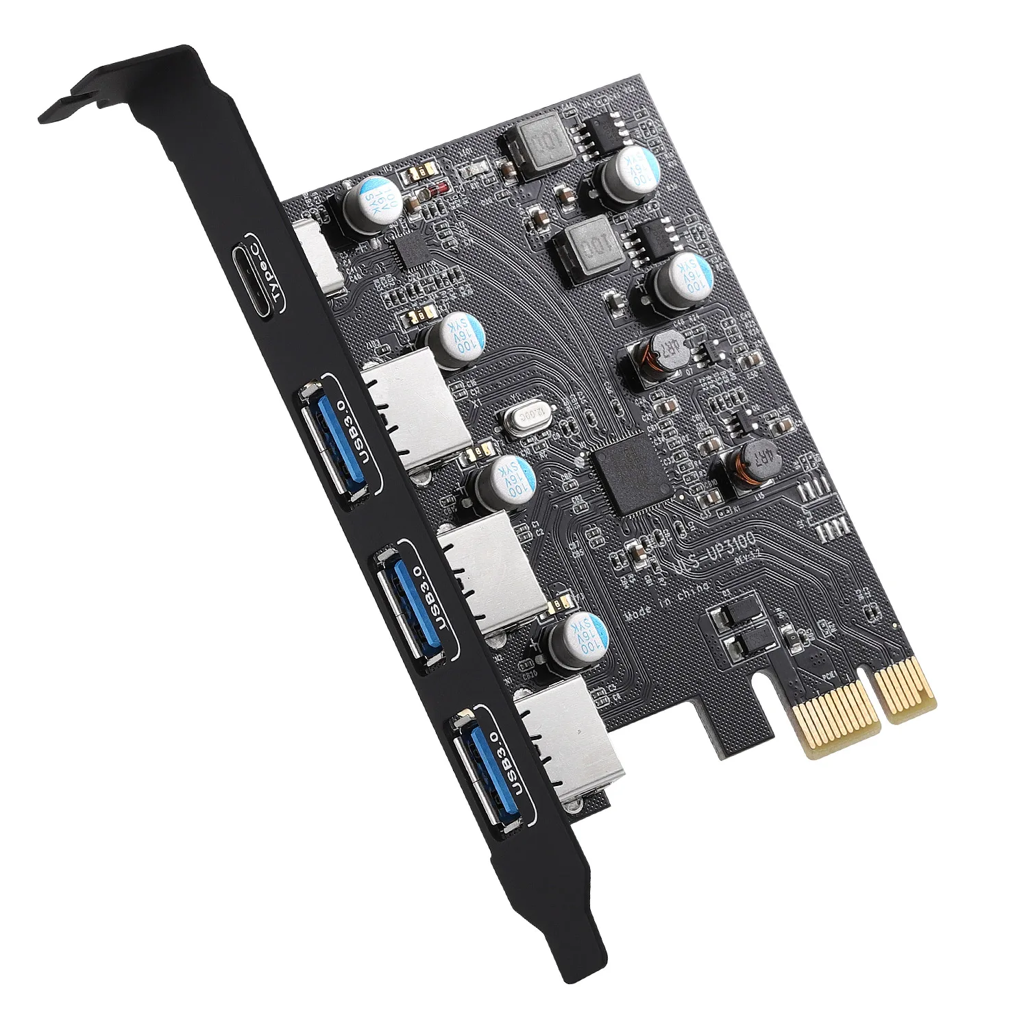 ULS PCI-e USB 3.0 Card Type C(1) USB A(3 ) without Additional Power Supply PCI Express Expansion Card for Windows Mac Pro