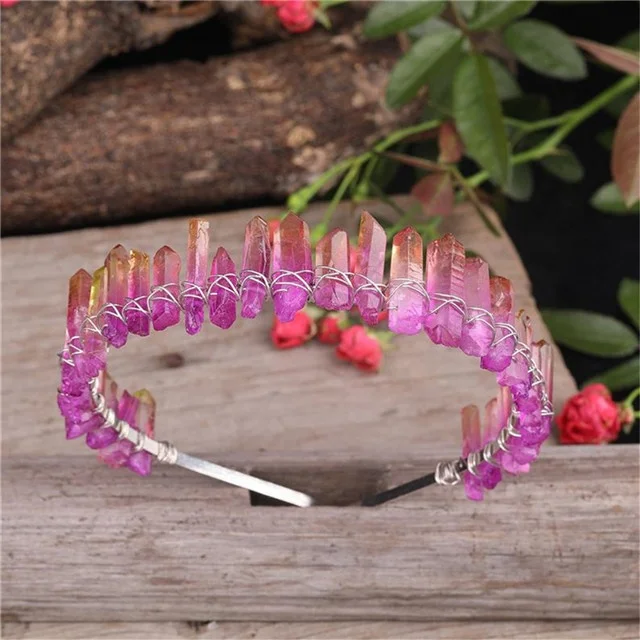 

Beautiful Cut Point Crystal Headband Handmade Boho Crystal Graduated Point Crown Hair Jewelry