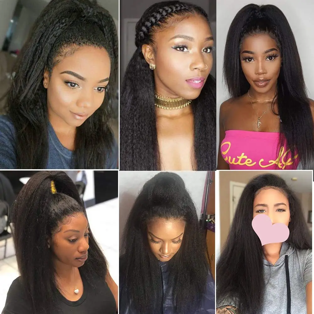

Pre Plucked 28inch 13x4 Lace Front Wig Brazilian Kinky Straight Human Hair Remy Lace Frontal Wig With Baby Hair