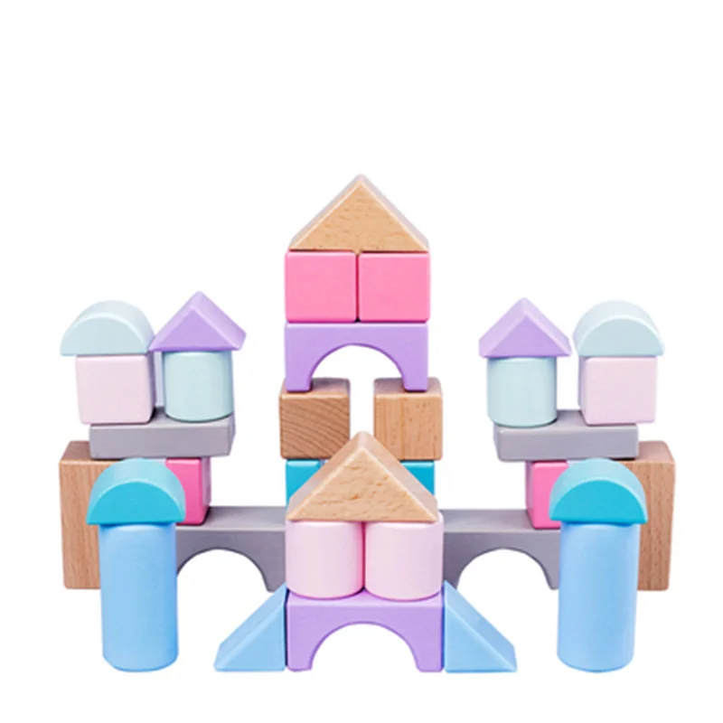 

1set Popular Wooden Building Blocks Assembling Beech Kids Toy Baby Early Learning Educational Game Toys For Wooden Box Gifts.75z