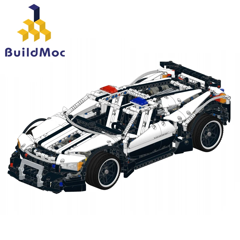 

BuildMOC Technical RC Car Super Racer City Police Supercar Building Block City Racing Car Sports Vehicle Bricks Toy For Boy Gift