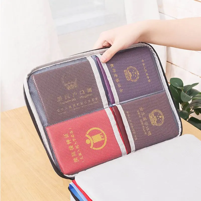 

Document Ticket Storage Bag Waterproof Large Capacity Different Compartments Certificates Files Organizer for Home Office Travel
