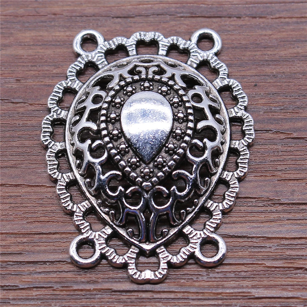 

WYSIWYG 4pcs Body Chain Flower Porous Connectors Charms Jewelry Finding Making Accessoreis Antique Silver Color 31x39mm