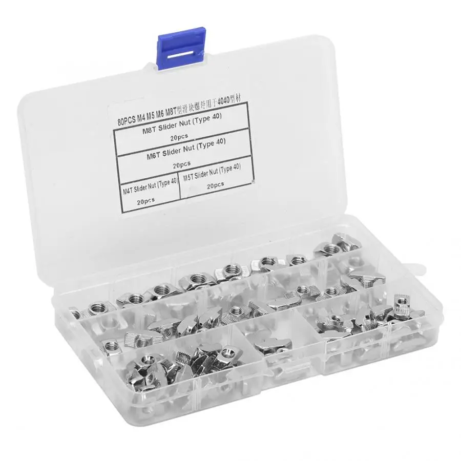 Квадратные гайки из нержавеющей стали 80 шт. Т-образные слайдеры M4 M5 M6 M8 крепежные