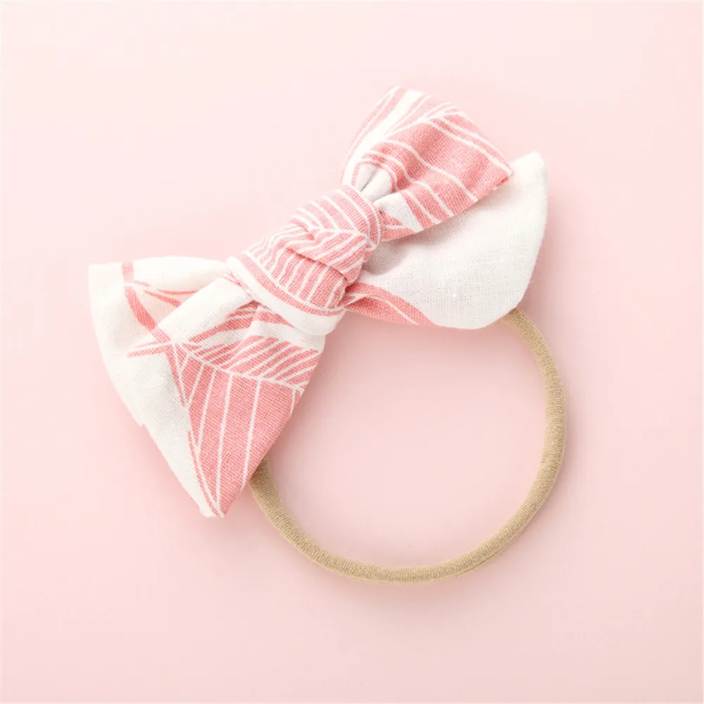 4 шт./лот детские повязки на голову ручной работы с принтом листьев тканевые банты