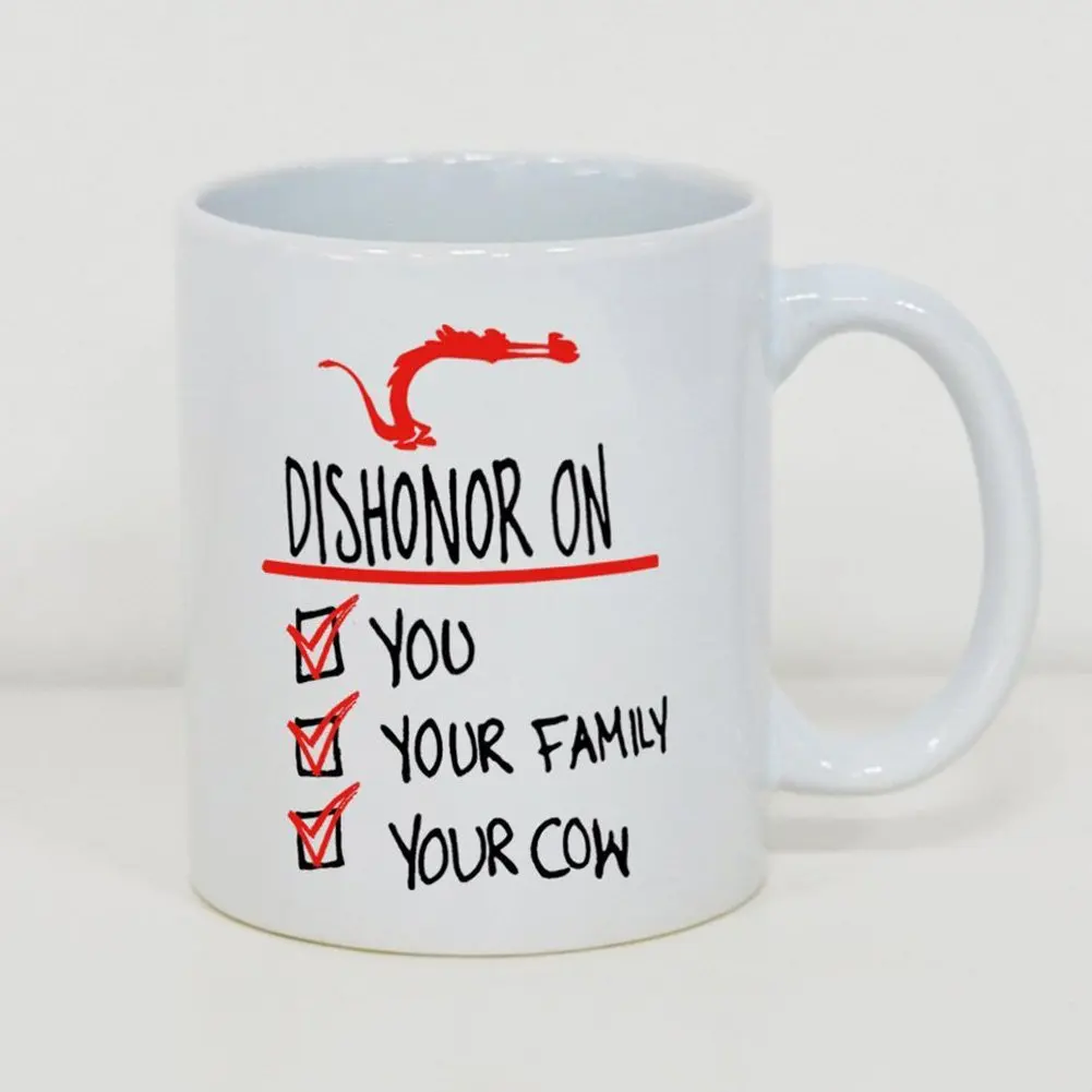 White Mug Custom Funny Dishonor On You Your Family Cow Coffee Cup 11 Ounce | Дом и сад