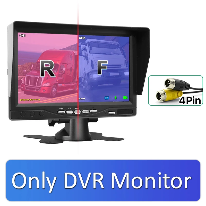Only 4Pin Monitor GreenYi 1280*720 Запись cctv DVR 2 камера заднего вида для грузовика AHD Ночное видение с " автомобиля заднего вида монитор Поддержка SD карты - Цвет: Only 4Pin Monitor