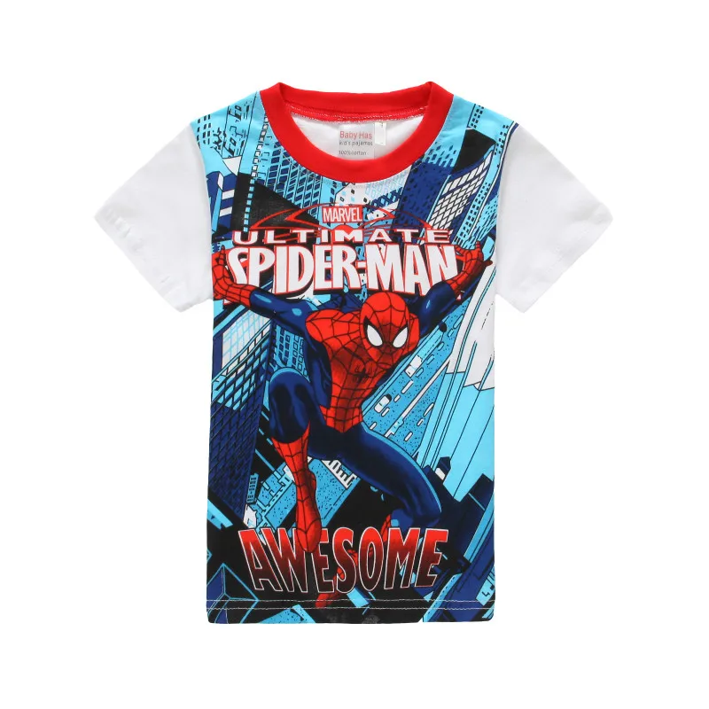 

New Cartoon Spiderman Super Hero Print Short Sleeve T Shirts Children Clothes Summer Top Tee for Boys Kids Girls Clothing Red