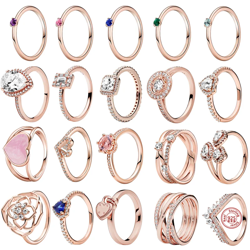

New Hot Sale 100% 925 Sterling Silver Rings Popular Flower Sparkling Zircon Lucky Rings For Women Jewelry Making Gifts Wholesale