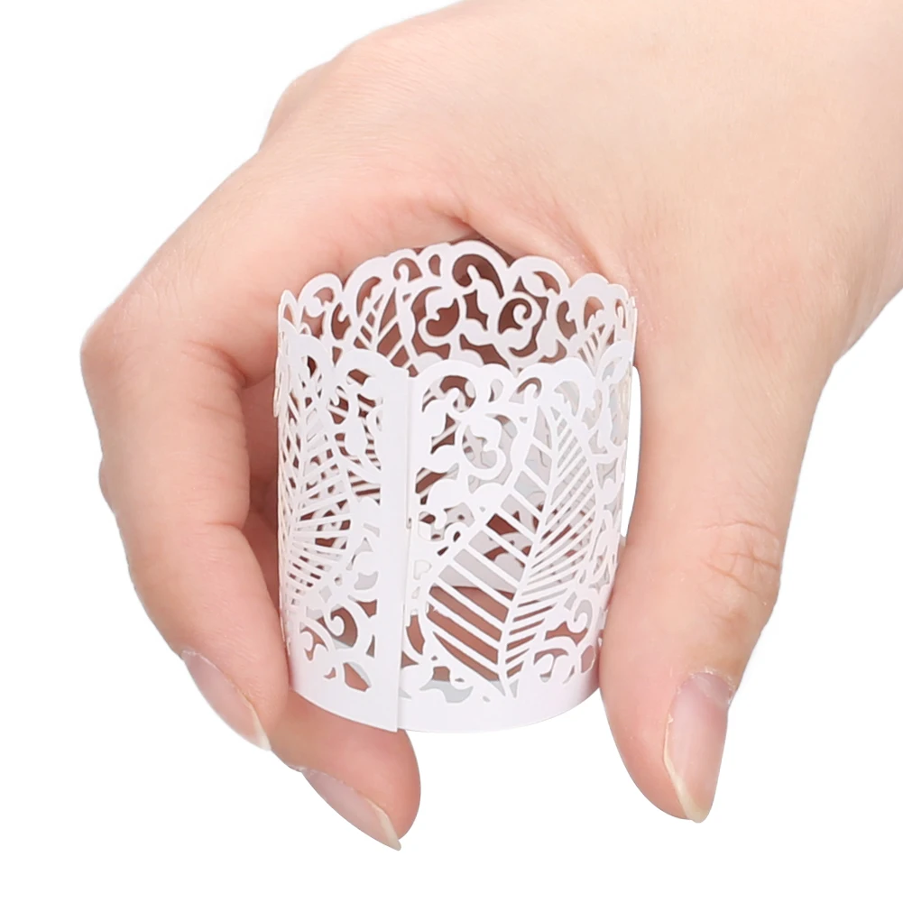 12 шт. Белая светодиодная подсвечник абажур бумага лазерная резка лист полые