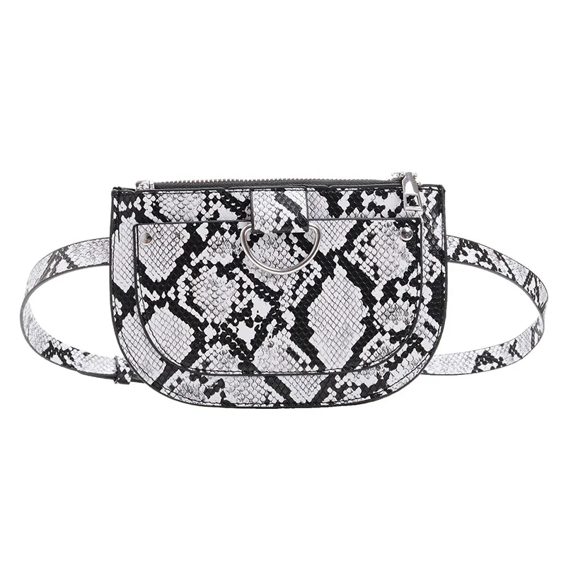 Женская поясная сумка с змеиным узором из искусственной кожи модная женская