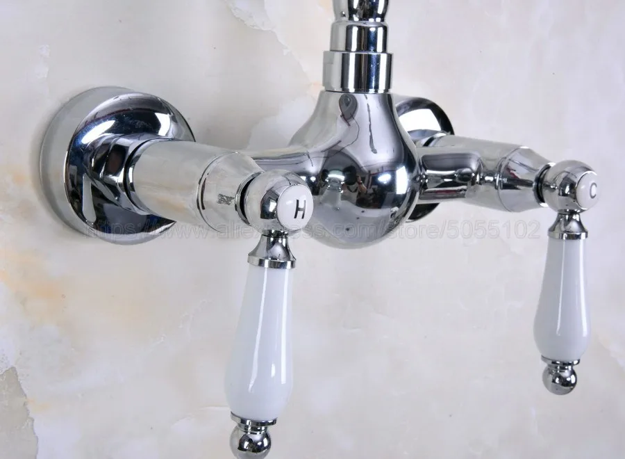 Polished Chrome Bathroom Sink Faucet Kitchen Wall Mounted Swivel Spout Vessel znf960 | Обустройство дома