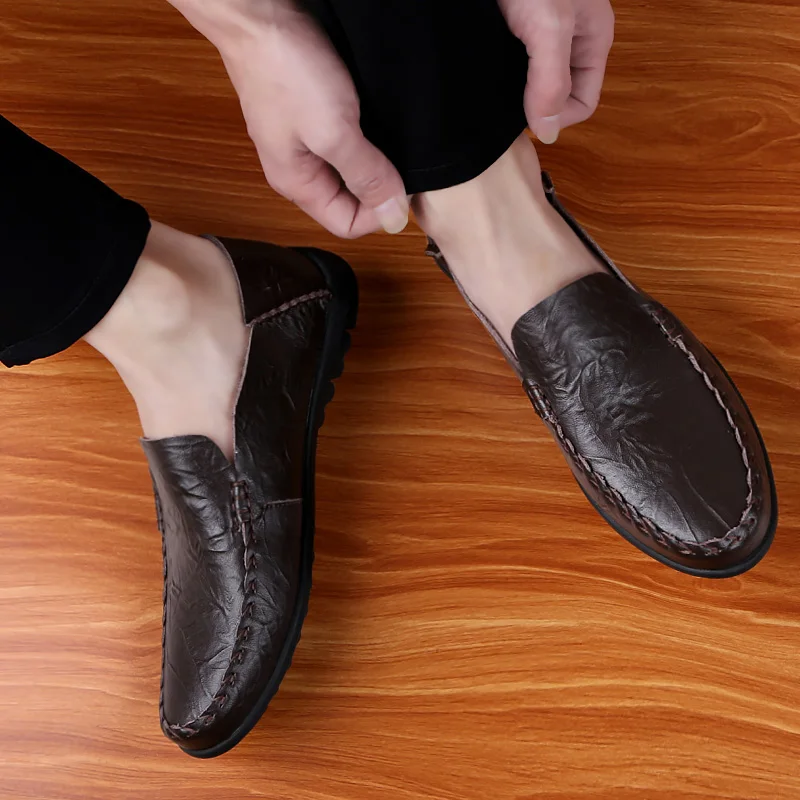 

men Loafers Fashion Shoes Men Brand Boat leather Footwear Men Shoes Male Outdoor flats Comfy Slip-on Driving Men Casual Shoes