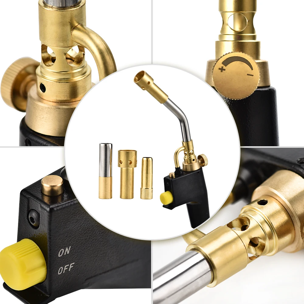 

MAPP Propane Gas Welding Torches Plumbing Blow Torch Soldering Tool Metal Flame Gun Brazing Quick Fire Solder Burner 3-Nozzles