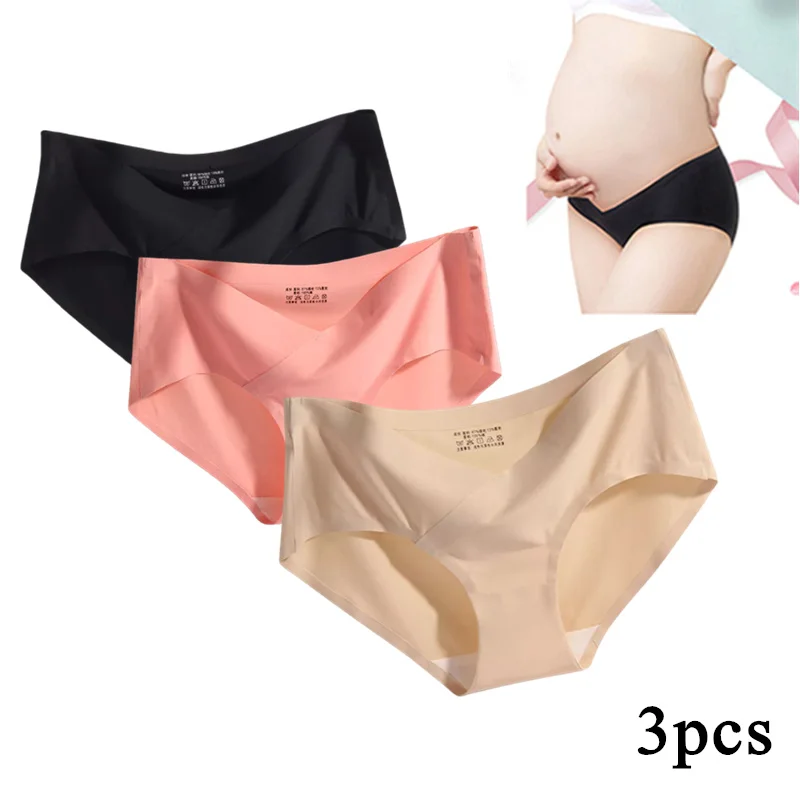 3 шт. бесшовные хлопковые трусы для беременных с заниженной талией | Женская