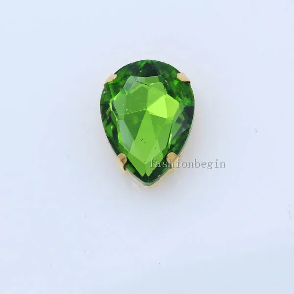 grass green Все размеры слеза 24-Цвета из хрустального стекла для пошива камень шить на Стразы Драгоценности 4 отверстия бусины золотая основа кнопки для одежды ремесло - Цвет: grass green