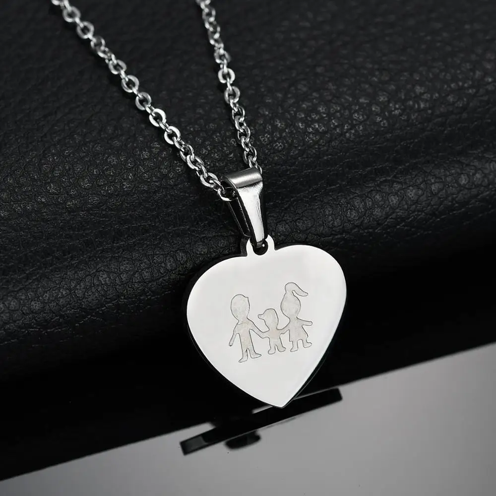 Goxijite семейное ожерелье из нержавеющей стали с сердечком кулон для сына дочери
