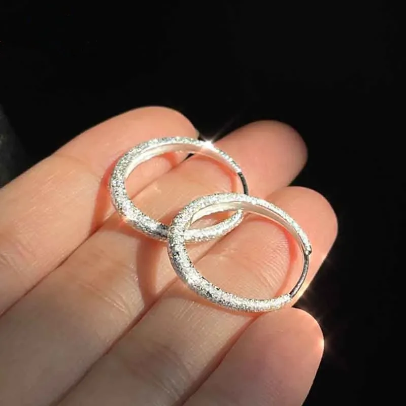 

925 Sterling Silver Circle Stud Earrings Female Sweet Romantic Engagement Party Jewelry Gifts Prevent Allergy eh1089