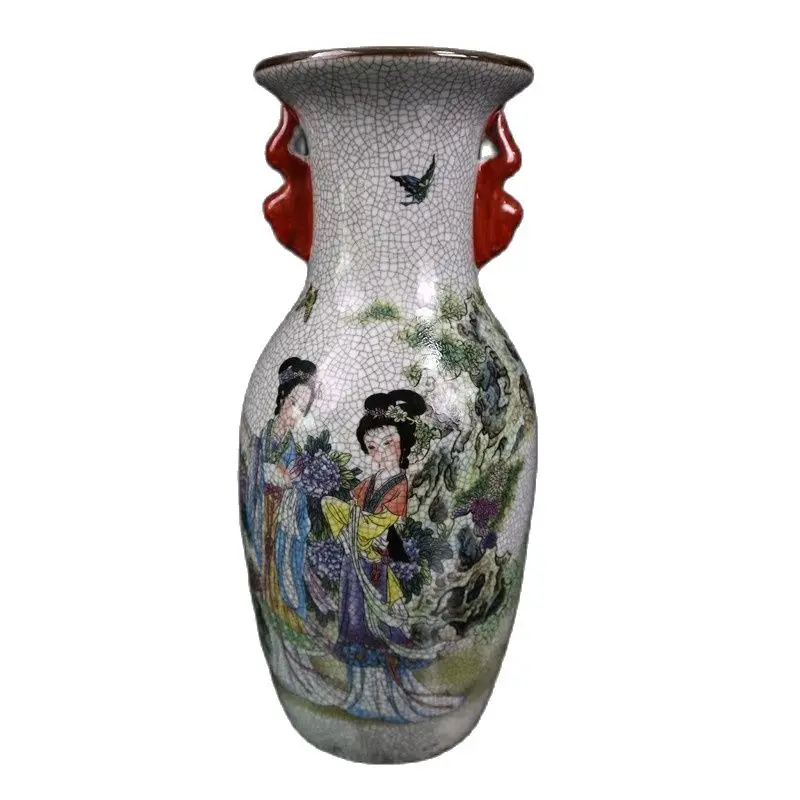 

Chinese Old Porcelain Open Pink Ladies' Picture Pattern Double Ear Bottle
