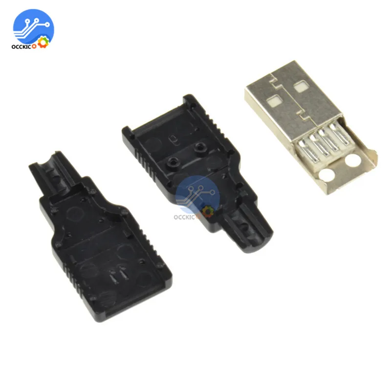10 шт. 4-контактный разъем USB типа A с черным пластиковым адаптером | Электроника