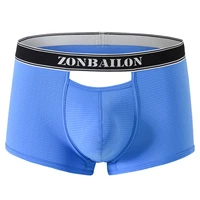 mens sexy boxerbriefs personality design hollowed out breathable soft underwear