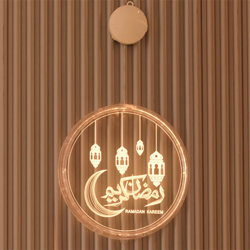 

EID Mubarak Decor Lights Window Sucker Lamp Ramadan Decorations for Home Eid al adha Islam Muslim Kareem Festive Party Supplies